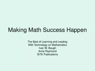 Making Math Success Happen