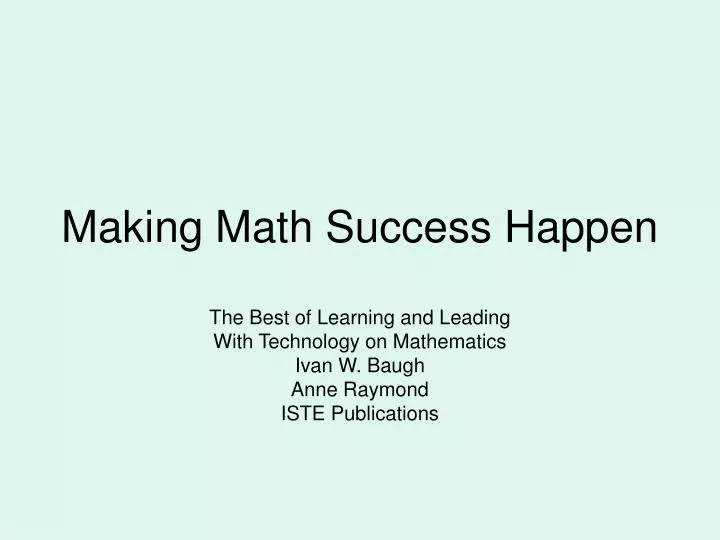 making math success happen