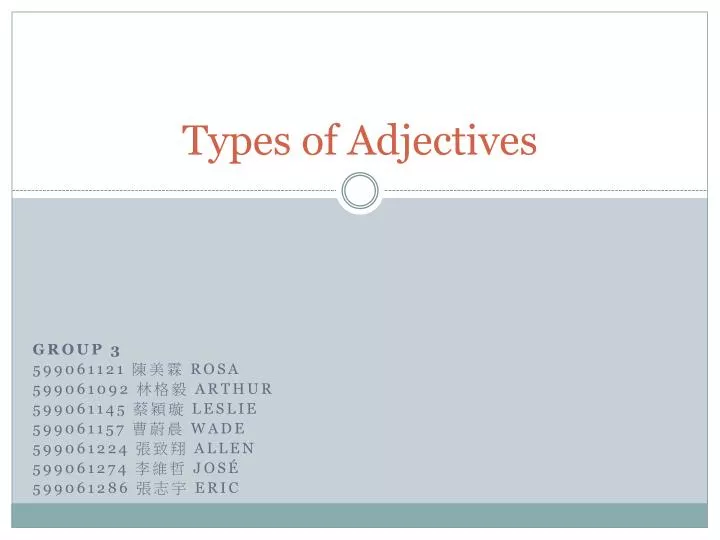 types of adjectives