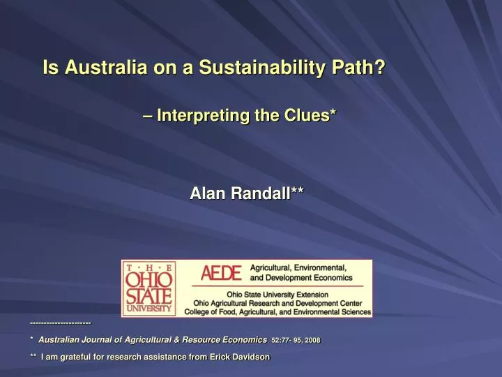 is australia on a sustainability path interpreting the clues