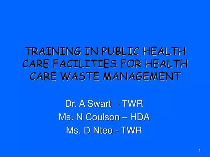 training in public health care facilities for health care waste management