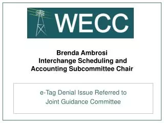 Brenda Ambrosi Interchange Scheduling and Accounting Subcommittee Chair