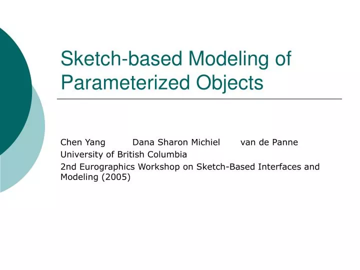 sketch based modeling of parameterized objects