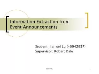 Information Extraction from Event Announcements