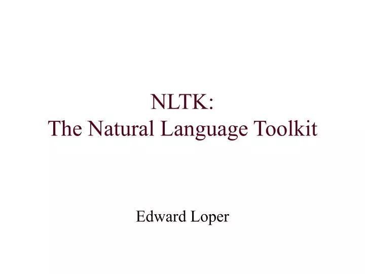 nltk the natural language toolkit