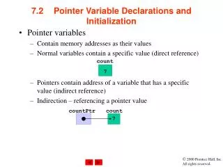 7.2	Pointer Variable Declarations and Initialization