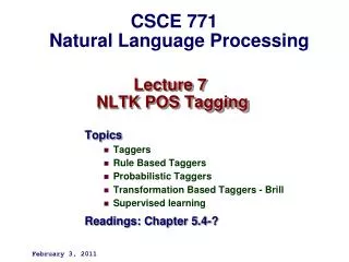 Lecture 7 NLTK POS Tagging