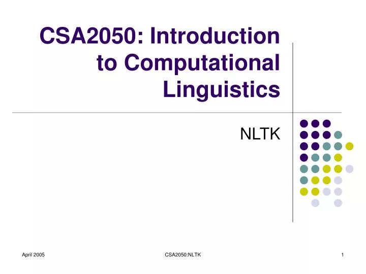 csa2050 introduction to computational linguistics
