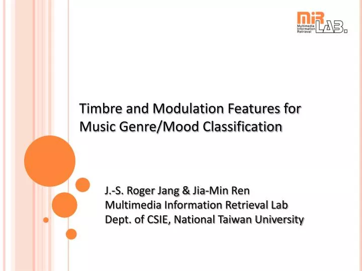 timbre and modulation features for music genre mood classification