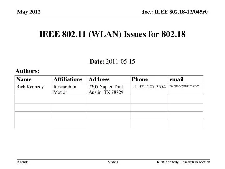ieee 802 11 wlan issues for 802 18