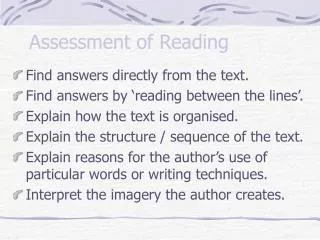 Assessment of Reading