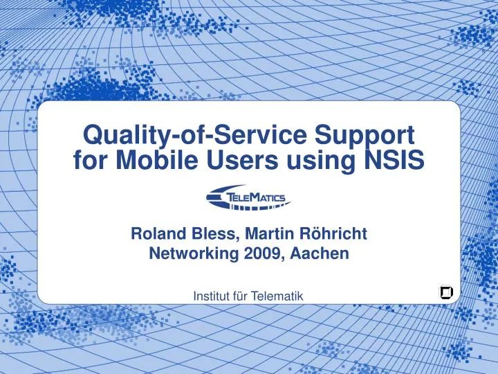 quality of service support for mobile users using nsis