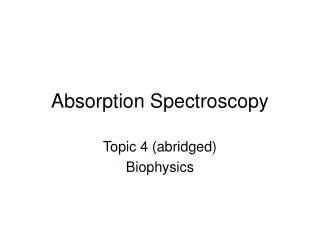 Absorption Spectroscopy