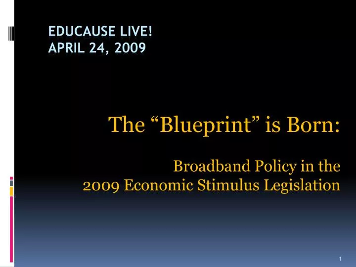 the blueprint is born broadband policy in the 2009 economic stimulus legislation