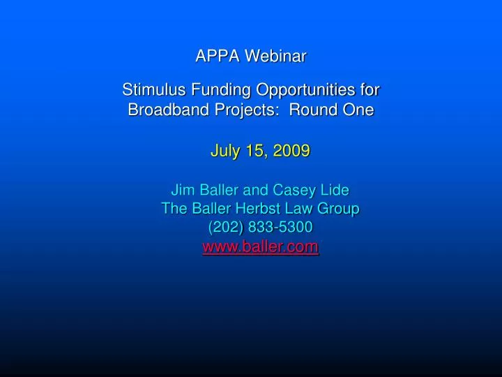 appa webinar stimulus funding opportunities for broadband projects round one