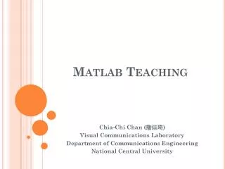 matlab teaching