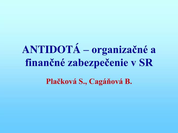 antidot organiza n a finan n zabezpe enie v sr