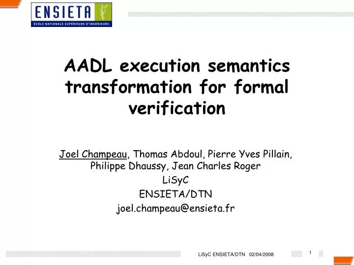aadl execution semantics transformation for formal verification