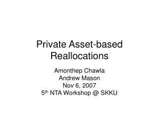 Private Asset-based Reallocations