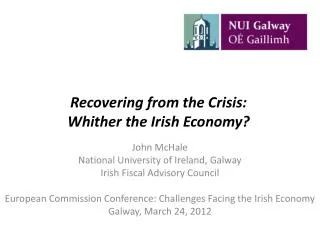 Recovering from the Crisis: Whither the Irish Economy?