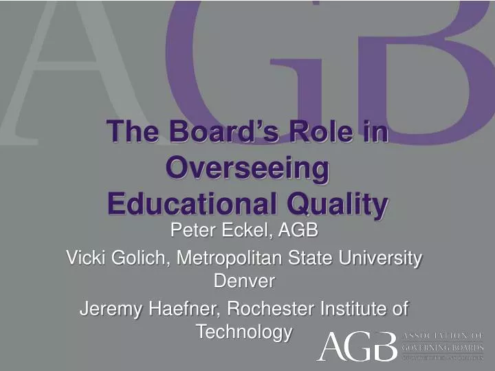 the board s role in overseeing educational quality