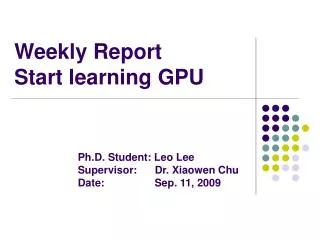 Weekly Report Start learning GPU