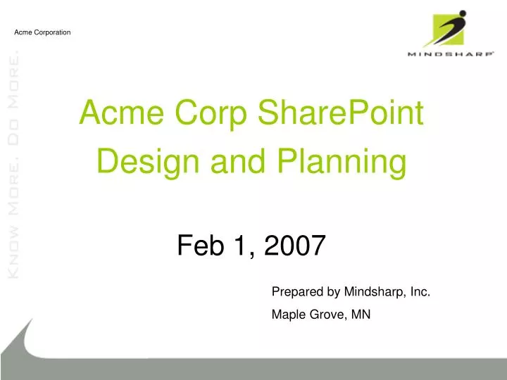 acme corp sharepoint design and planning feb 1 2007