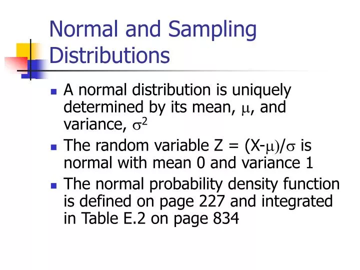 normal and sampling distributions