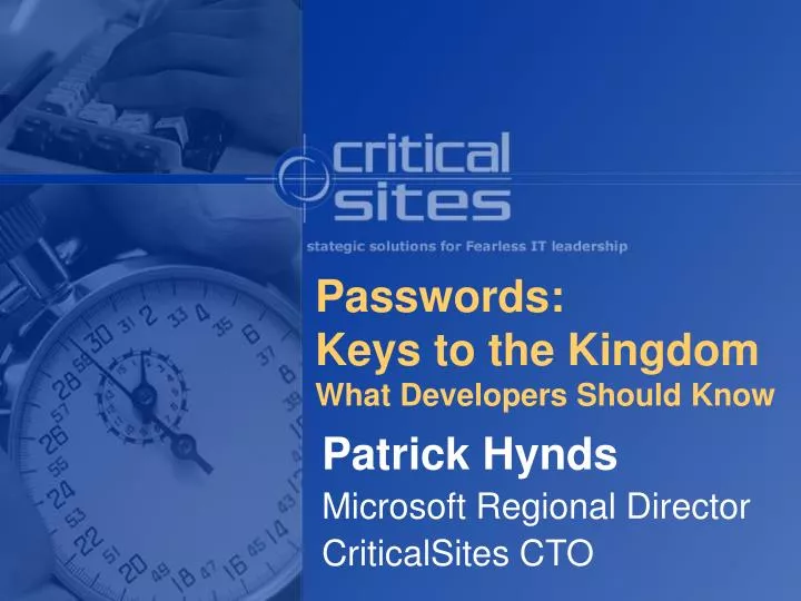 passwords keys to the kingdom what developers should know