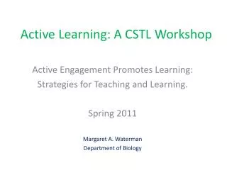 Active Learning: A CSTL Workshop