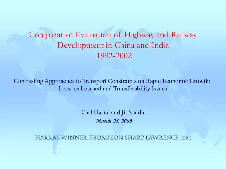 comparative evaluation of highway and railway development in china and india 1992 2002