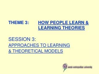 THEME 3: 	 HOW PEOPLE LEARN &amp; LEARNING THEORIES