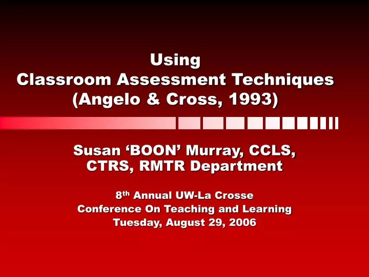 using classroom assessment techniques angelo cross 1993