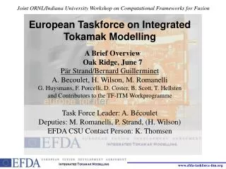 European Taskforce on Integrated Tokamak Modelling