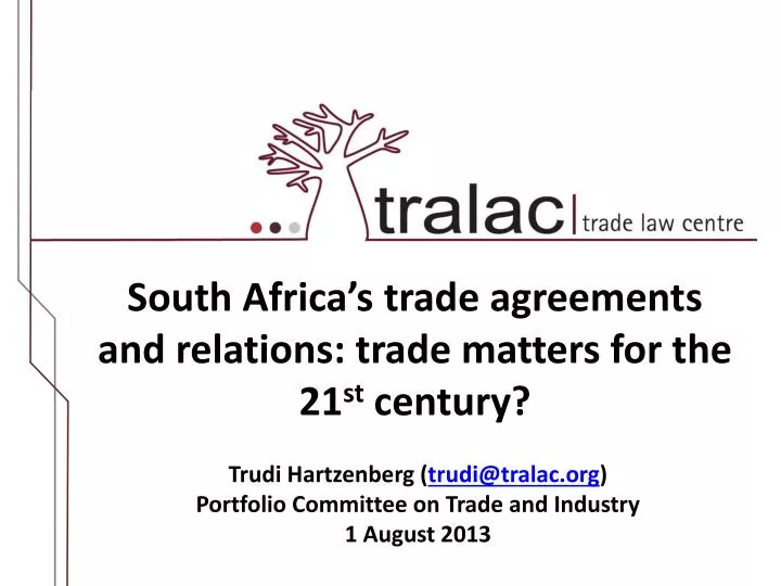 south africa s trade agreements and relations trade matters for the 21 st century