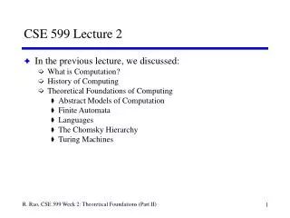 CSE 599 Lecture 2