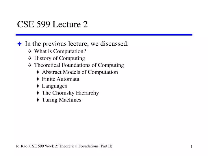 cse 599 lecture 2
