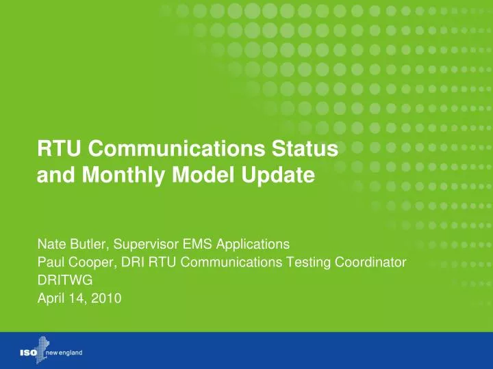 rtu communications status and monthly model update