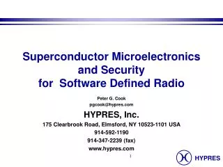 Superconductor Microelectronics and Security for Software Defined Radio