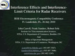 Interference Effects and Interference-Limit Criteria for Radar Receivers