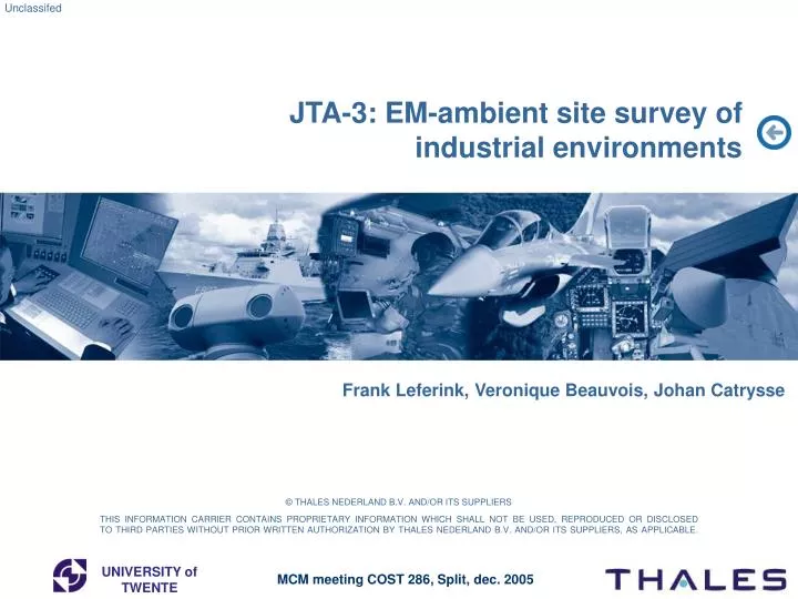 jta 3 em ambient site survey of industrial environments
