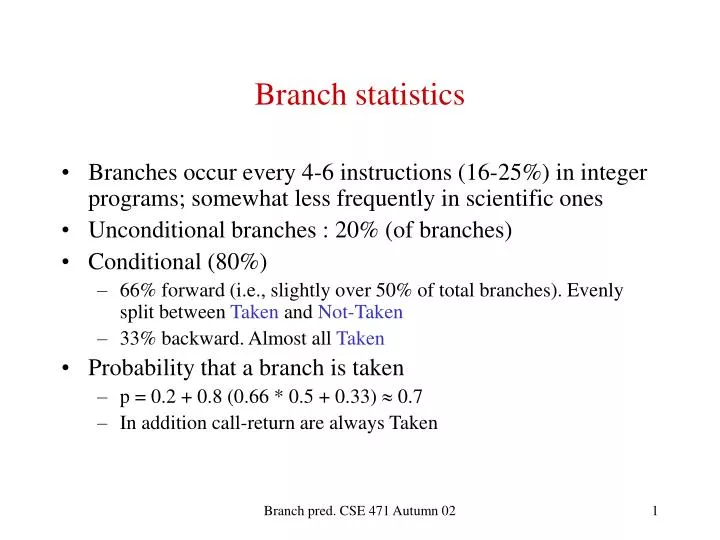 branch statistics