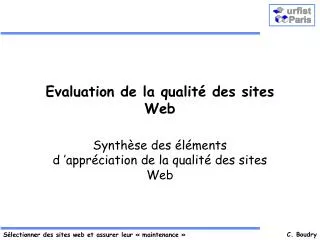 evaluation de la qualit des sites web