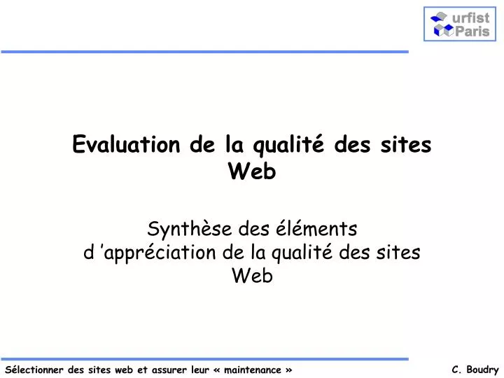 evaluation de la qualit des sites web
