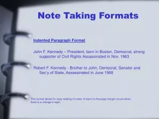 Note Taking Formats