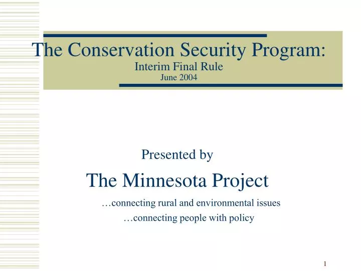 the conservation security program interim final rule june 2004
