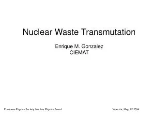 Nuclear Waste Transmutation Enrique M. Gonzalez CIEMAT