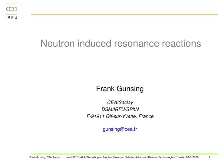 neutron induced resonance reactions