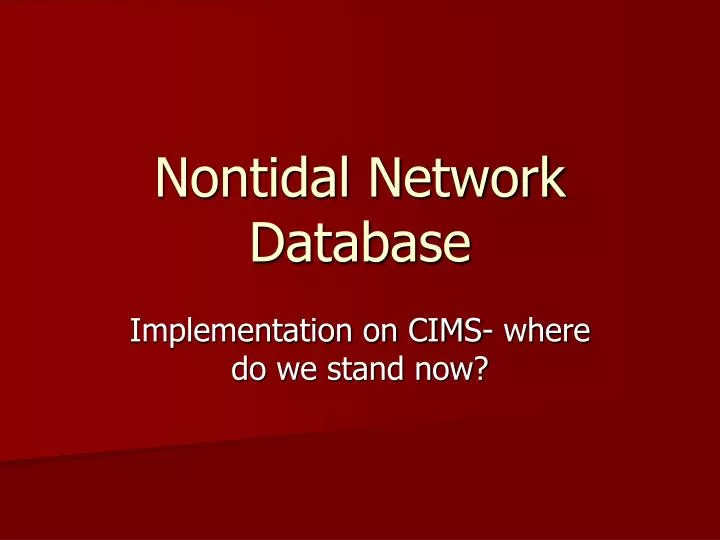 nontidal network database