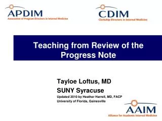 Teaching from Review of the Progress Note